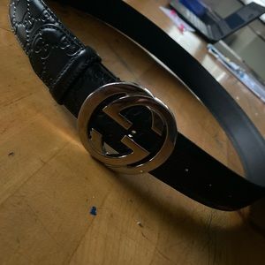 Gucci Belt Black belt Silver buckle